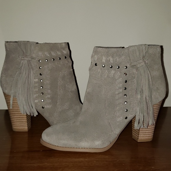 Jade Suede Fringe Booties by INC (NWT) - Picture 4 of 7